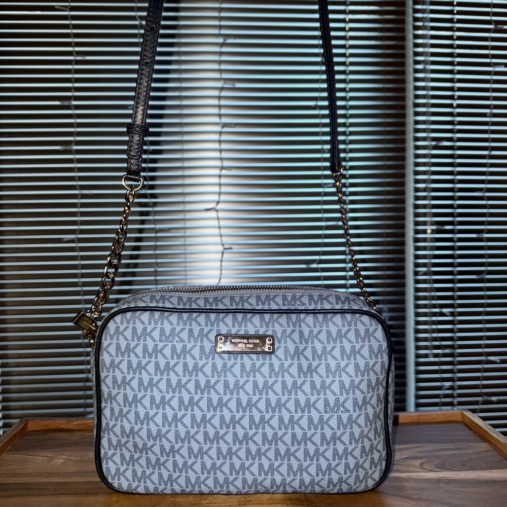 Michael Kors Light Blue Jet Set Monogram Crossbody Bag - Picture 2 of 4